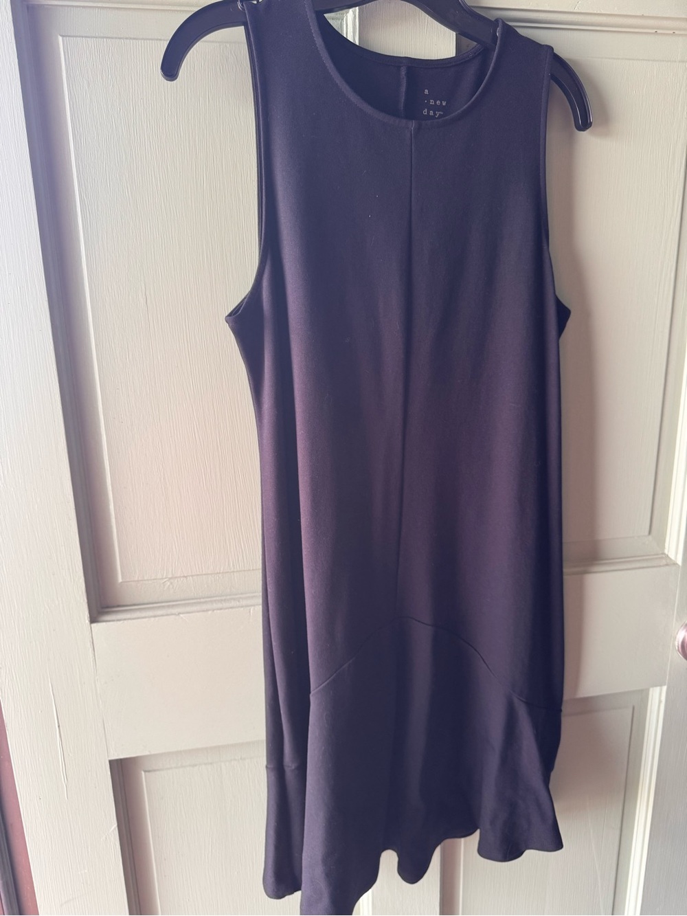a new day Black Sleeveless Midi Shift Dress with Flared Hem size L